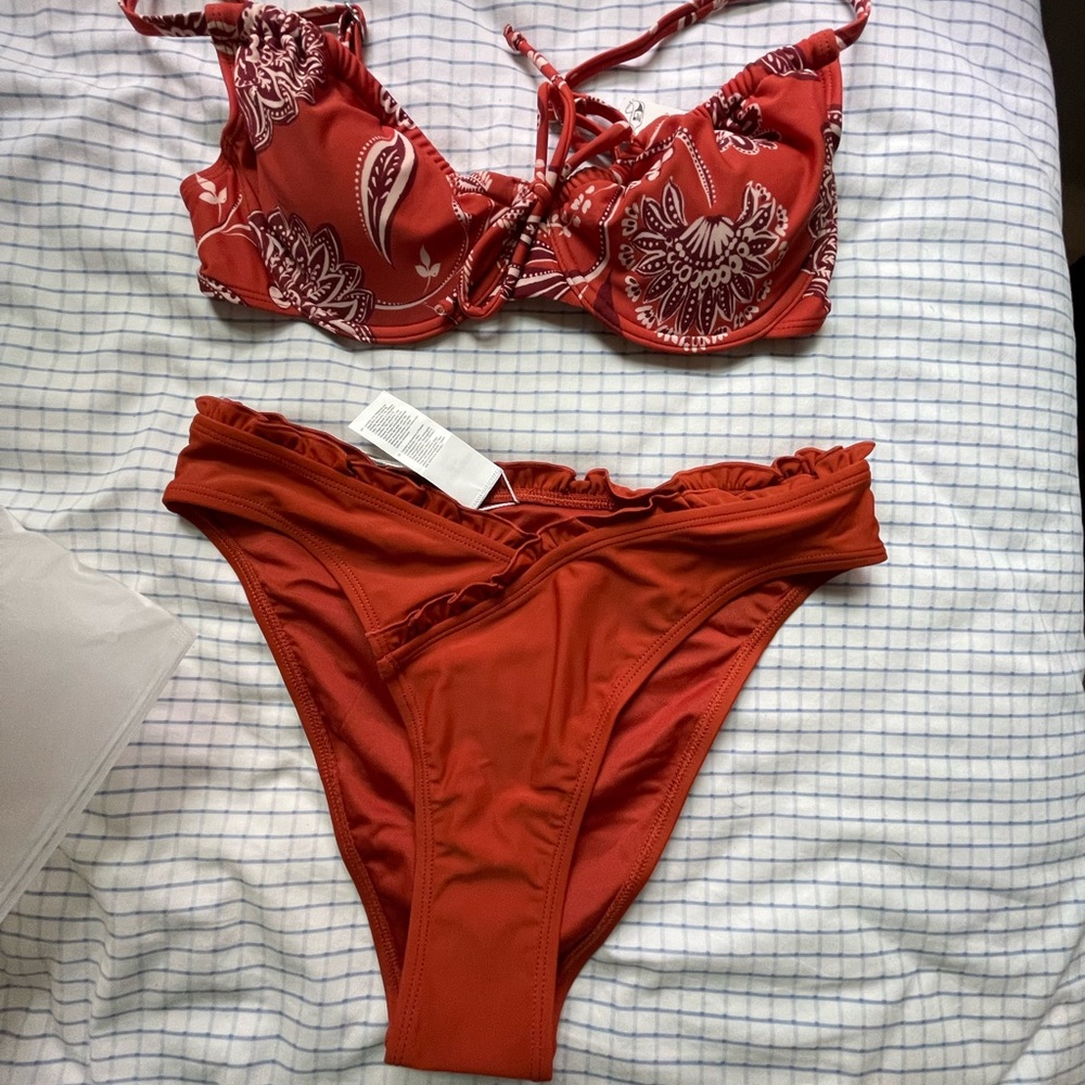 red orange bikini - brand new